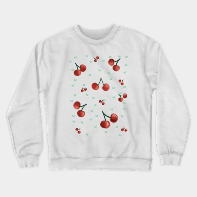 Cherries and butterflies Crewneck Sweatshirt by Gingerbrunette